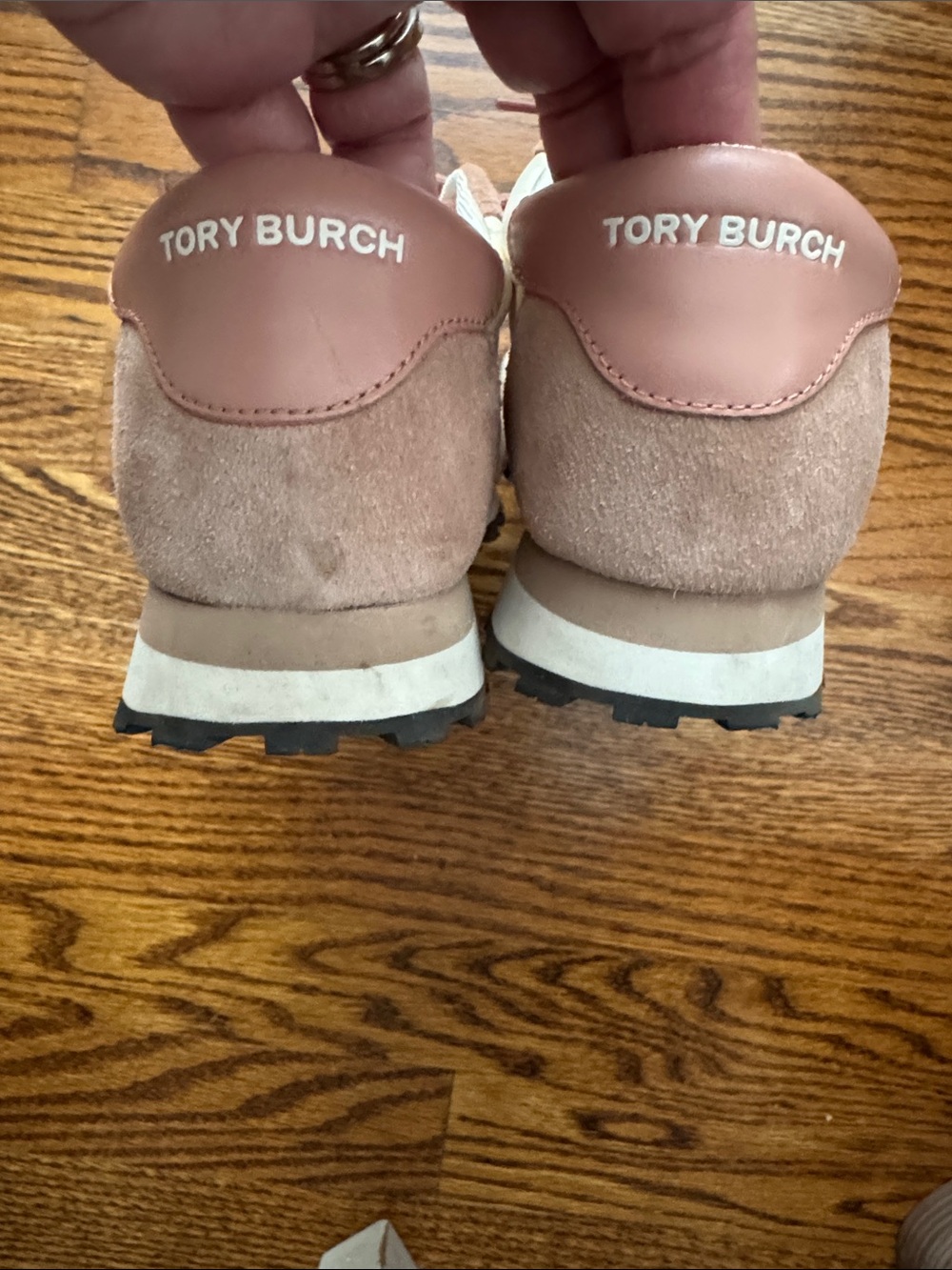 Tory Burch vintage Cream and Dusty Rose Mixed-Material Sneakers - Picture 5 of 10